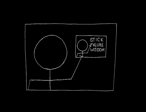 Stick Figure Wisdom Logo - White Photograph