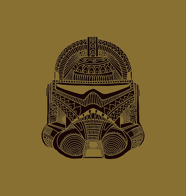 Stormtrooper Helmet - Star Wars Art - Brown Mixed Media