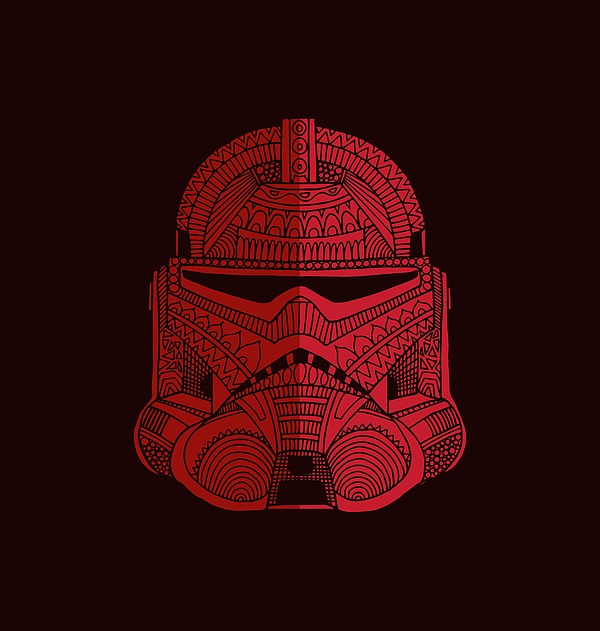 Stormtrooper Helmet - Star Wars Art - Red Mixed Media