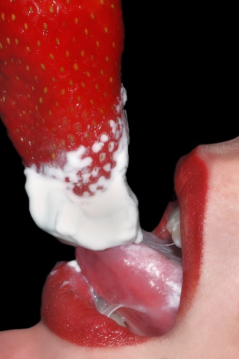 Strawberries And Cream Photograph