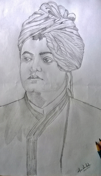 Swami Vivekananda pencil sketch | Learning and Creativity - Silhouette