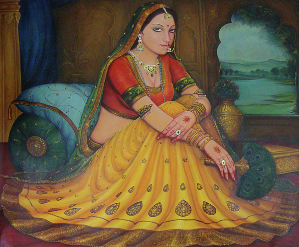 RAJ'S CREATION Paper A Rajasthani Women Drawing (24 cm x 20 cm x 2 cm) :  Amazon.in: Home & Kitchen
