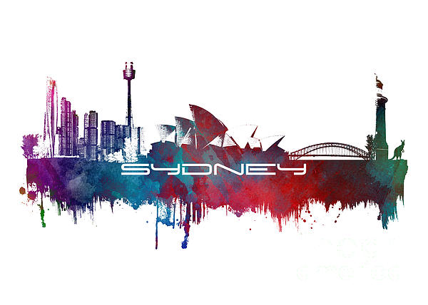 Sydney Skyline City Blue Digital Art