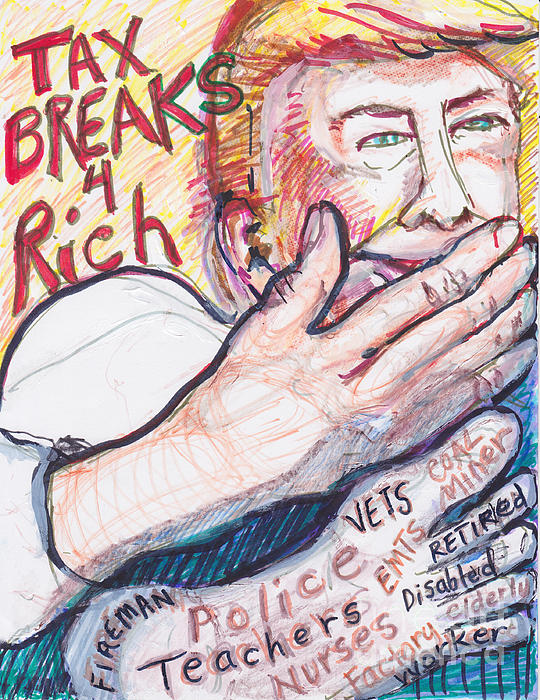 Susan Brown    Slizys art signature name - Tax Breaks for the rich and Hand ,Foot and Mouth disease