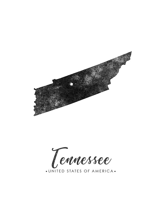 Tennessee State Map Art - Grunge Silhouette Mixed Media