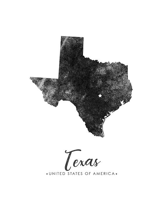 Texas State Map Art - Grunge Silhouette Mixed Media