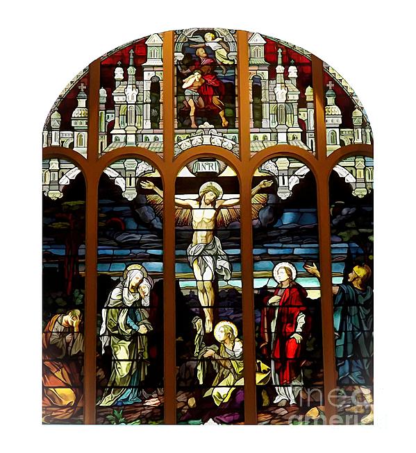 The Crucifixion Of Jesus On Good Friday Stained Glass Window Photograph