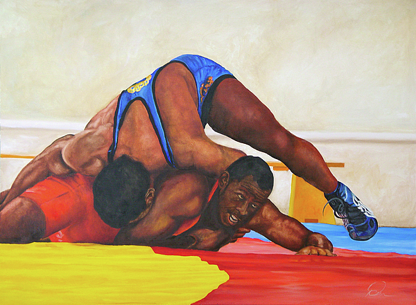 The Wrestlers Painting