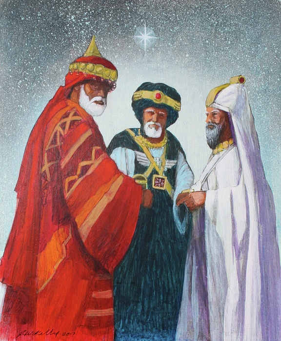 Three Wise Men Round Beach Towel for Sale by J W Kelly