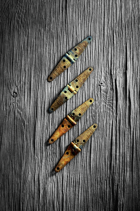 Tools On Wood 45 Bw Photograph