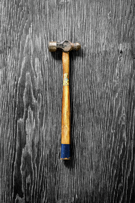 Tools On Wood 51 On Bw Photograph