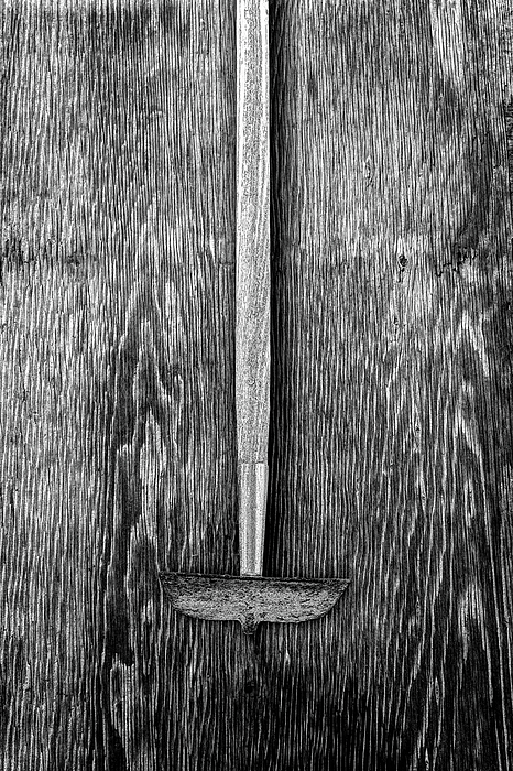 Tools On Wood 55 In Bw Photograph