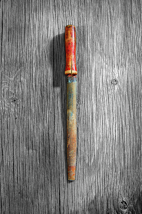 Tools On Wood 71 On Bw Photograph