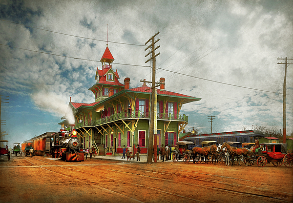 Train Station - Pensacola FL - The Louisville and Nashville Railroad 1900 Face  Mask by Mike Savad - Fine Art America