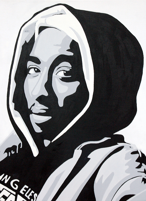 tupac stencil black and white