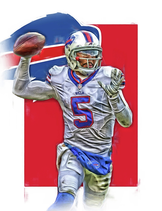 Tyrod Taylor Buffalo Bills Oil Art 2 Beach Towel by Joe Hamilton