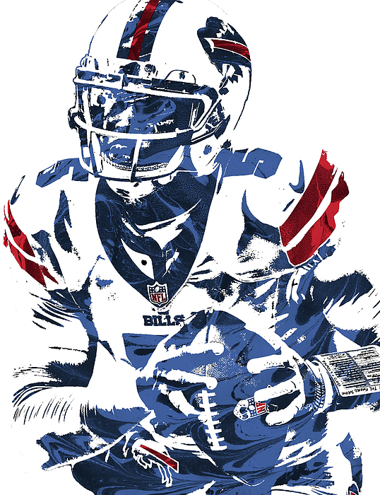 Josh Allen Buffalo Bills Watercolor Strokes Pixel Art 150 Wood