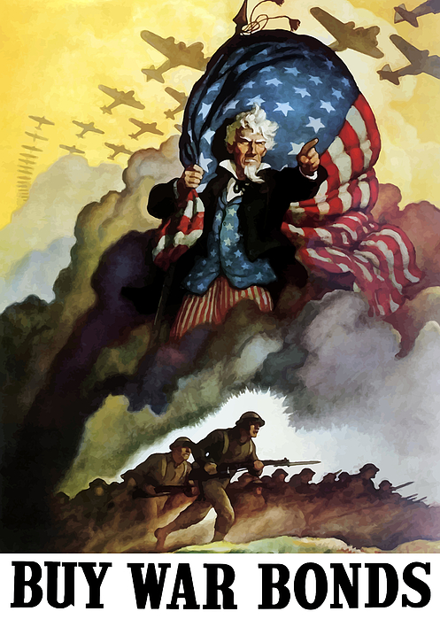 Uncle Sam “Buy War Bonds” 1942 Vintage Style World War 2 Poster 18x24