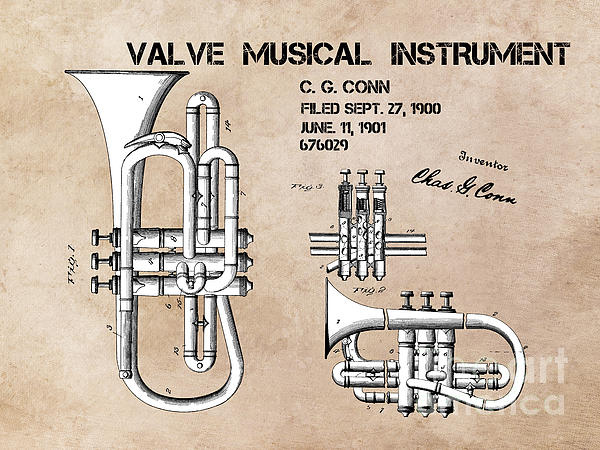 Valve Musical Instrument Patent Art Digital Art