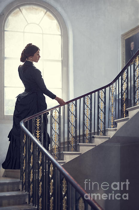 Victorian Woman On The Staircase Beach Sheet