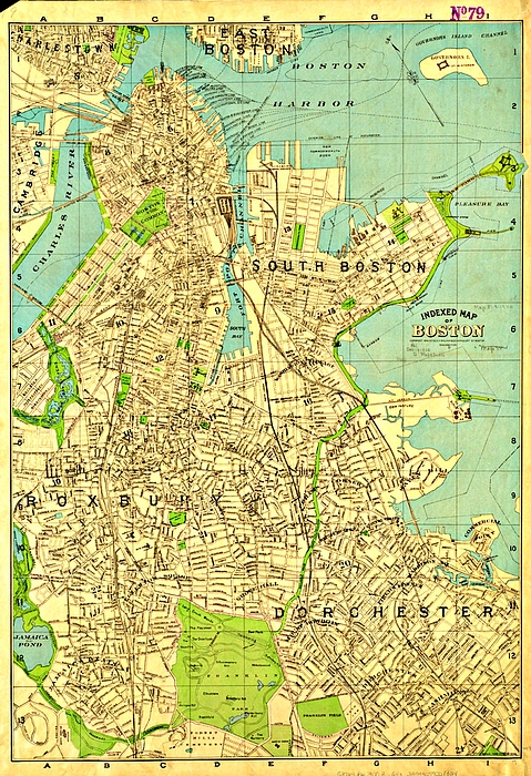 Vintage Boston Map 19 Greeting Card by Vintage Boston Maps