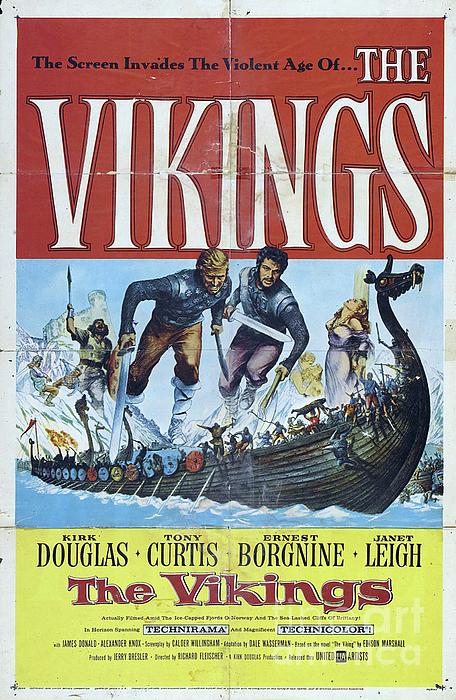 Vintage Classic Movie Posters, The Vikings T-Shirt by Esoterica Art Agency  - Pixels Merch