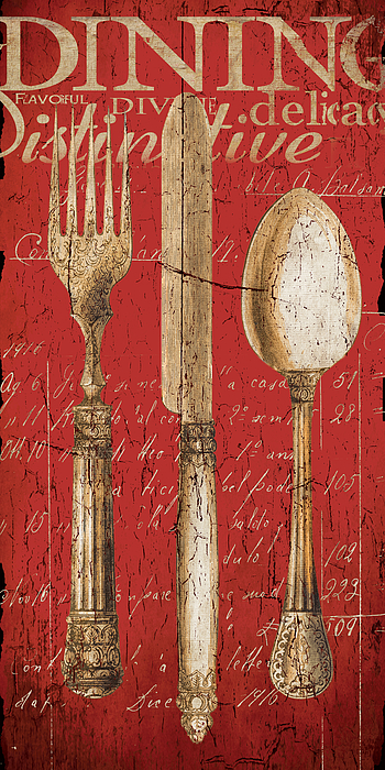 Vintage Dining Utensils in Red Greeting Card for Sale by Grace Pullen