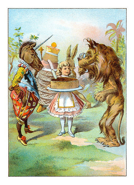 Vintage Lion Unicorn Alice In Wonderland Print by Vintage Artwork