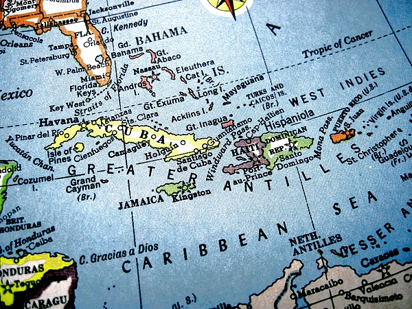 Cuba And Dominican Republic Map Vintage Map - Cuba, Haiti, Dominican Republic, Puerto Rico Greeting Card By  Camryn Zee Photography