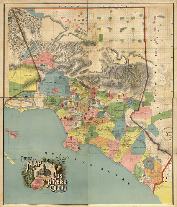 Vintage Los Angeles Downtown Photo 1900 - VINTAGE MAPS AND PRINTS