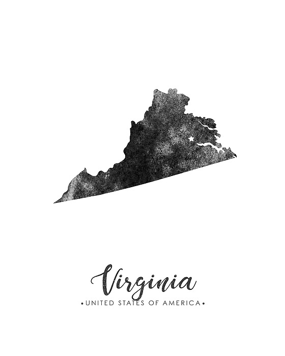 Virginia State Map Art - Grunge Silhouette Mixed Media
