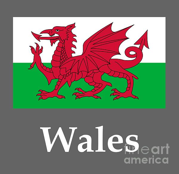 Wales Flag And Name Digital Art
