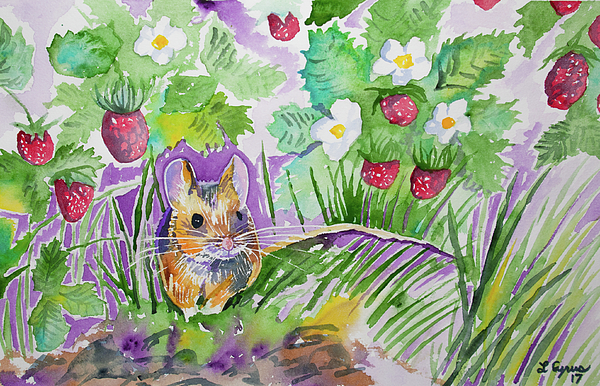 https://images.fineartamerica.com/images/artworkimages/medium/1/watercolor-field-mouse-with-wild-strawberries-cascade-colors.jpg
