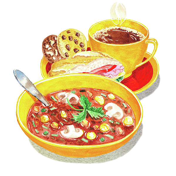 Irina Sztukowski - Watercolor Food Illustration Full Lunch