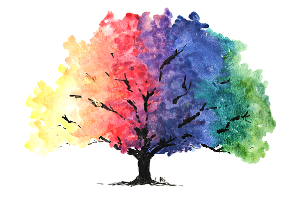 Watercolor Rainbow Tree Beach Towel for Sale by Hannah Sutherland