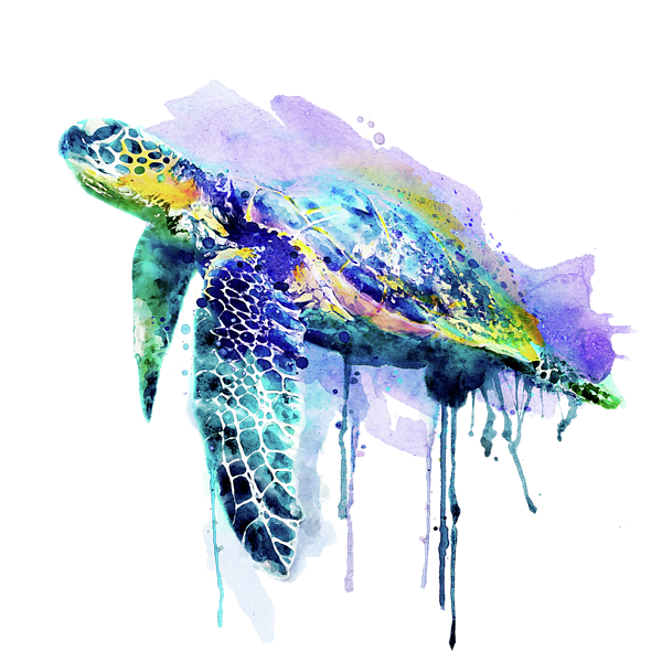 Watercolor Sea Turtle Bath Towel By Marian Voicu Pixels