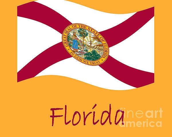 Waving Florida Flag And Name Digital Art