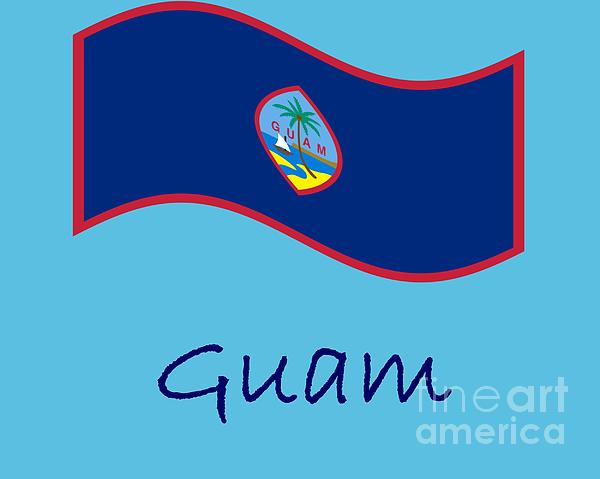 Waving Guam Flag And Name Digital Art