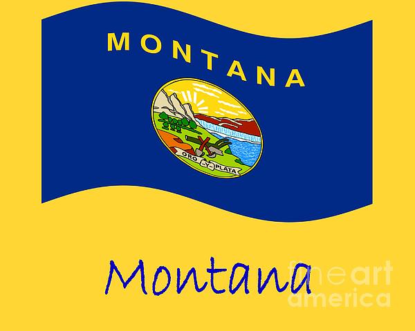 Waving Montana Flag And Name Digital Art