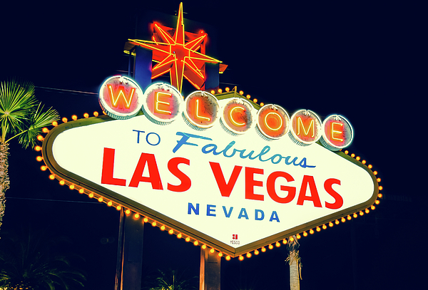 Welcome to Las Vegas Neon Sign - Nevada USA Greeting Card by Gregory Ballos