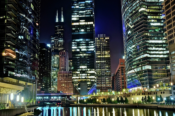 Frozen in Time Fine Art Photography - Windy City Bright Lights at Night