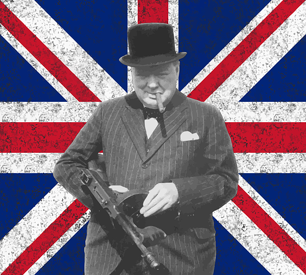 Winston Churchill and His Flag Greeting Card by War Is Hell Store