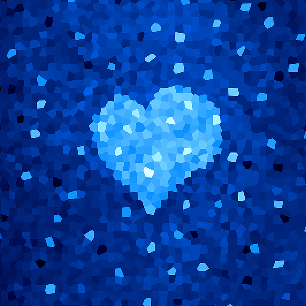 Winter Blue Crystal Heart Digital Art