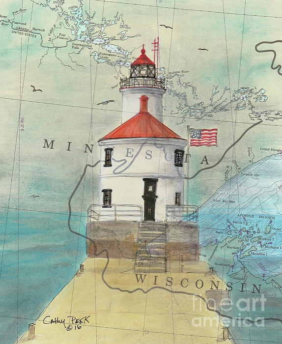 Cathy Peek - Wisconsin Point Lighthouse Superior Cathy Peek Nautical Chart Map