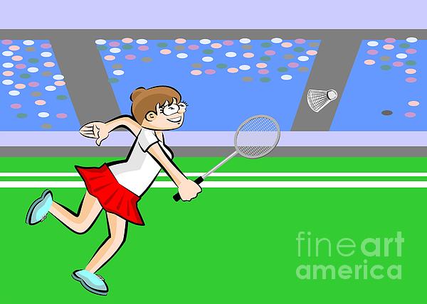 Woman playing badminton running to hit the shuttlecock with her racket  Jigsaw Puzzle by Daniel Ghioldi - Fine Art America