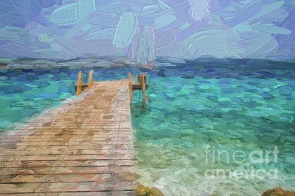 Wooden jetty on a blue sea Coffee Mug