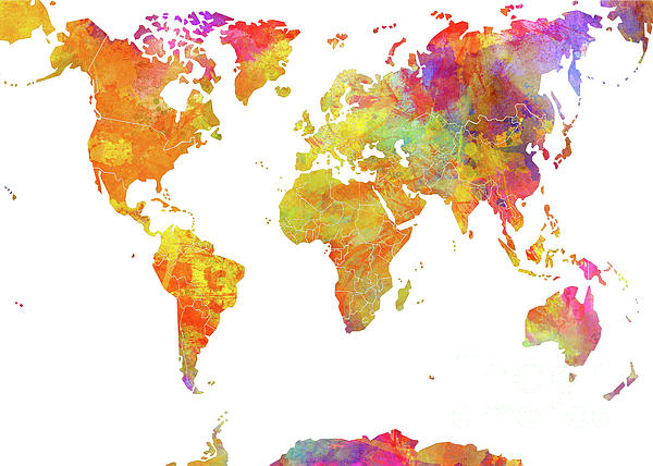 World Map Color Art Digital Art