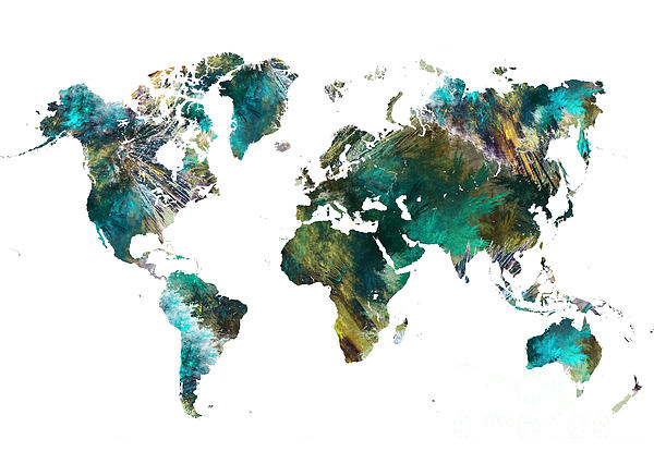 World Map Tree Art Digital Art