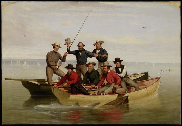 A Fishing Party Off Long Island, 1860 Hand Towel