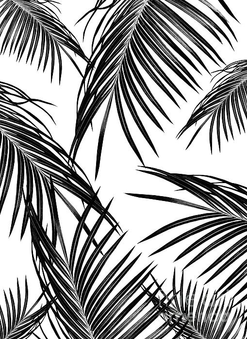 Palm Frond Beach Towel - Black/White